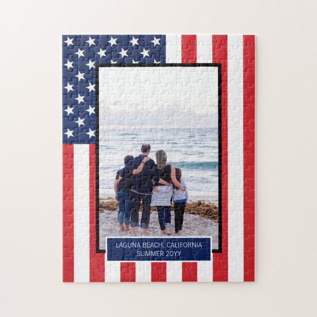 Puzzle Bandera Patriótica Estadounidense personalizada co (Vertical)