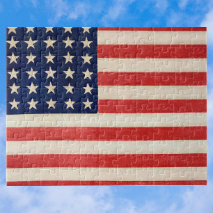 Puzzle Bandera patriótica norteamericana vintage, 4 de ju
