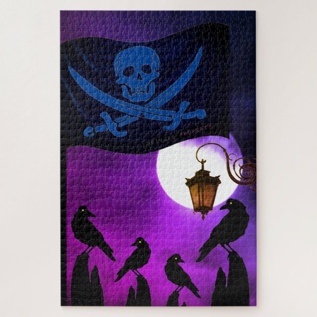 Puzzle Bandera pirata y luna (Vertical)