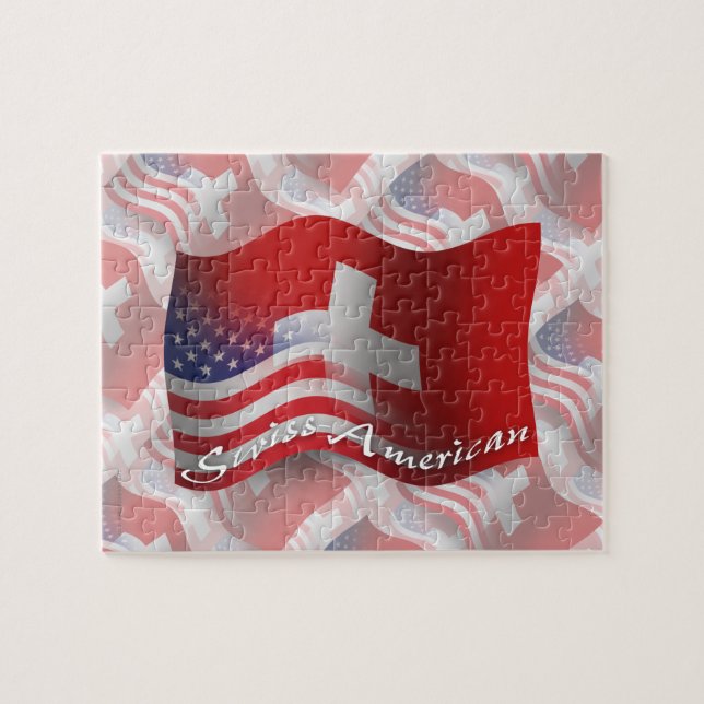 Puzzle Bandera que agita Suizo-Americana (Horizontal)