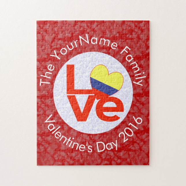 Puzzle Bandera Roja Colombiana Personalizada LOVE (Vertical)