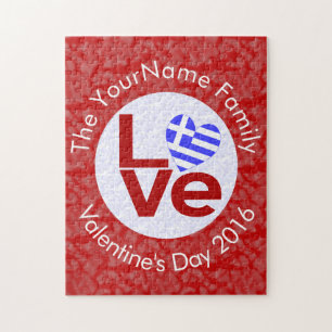 Puzzle Bandera Roja de Amor Personalizada Griega