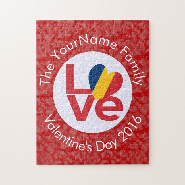 Puzzle Bandera Roja de Chad Personalizada LOVE (Vertical)
