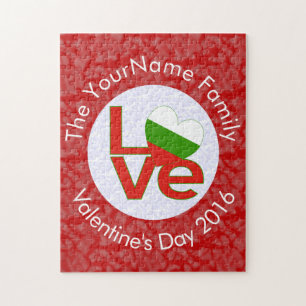 Puzzle Bandera Roja Personalizada de Bulgaria LOVE 