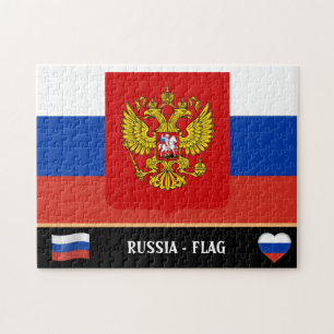 Puzzle Bandera rusa y país ruso / Rusia Jigsaw Puz