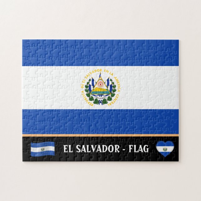 Puzzle Bandera salvadoreña y país salvadoreño / El Salvad (Horizontal)