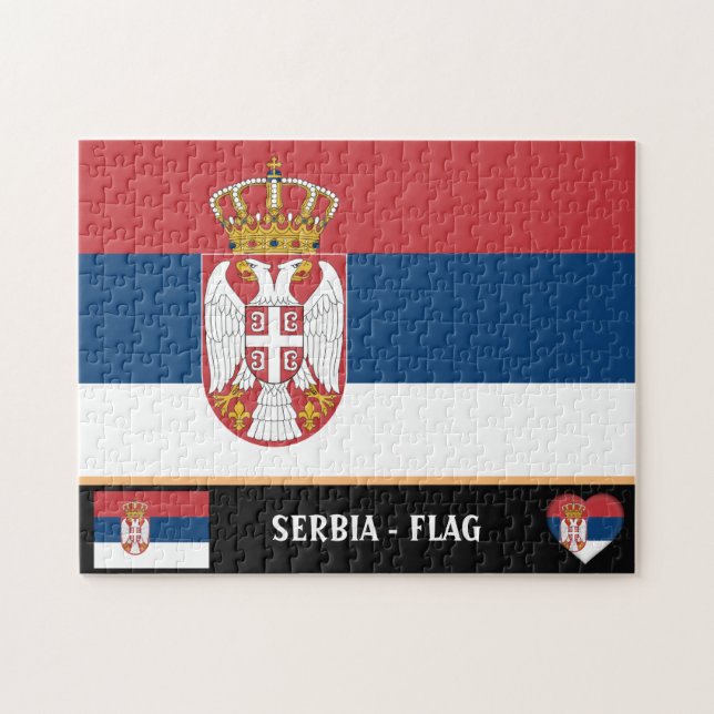 Puzzle Bandera serbia y Serbia - país, vacaciones y depor (Horizontal)