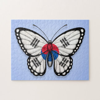 Puzzle Bandera surcoreana de la mariposa en azul