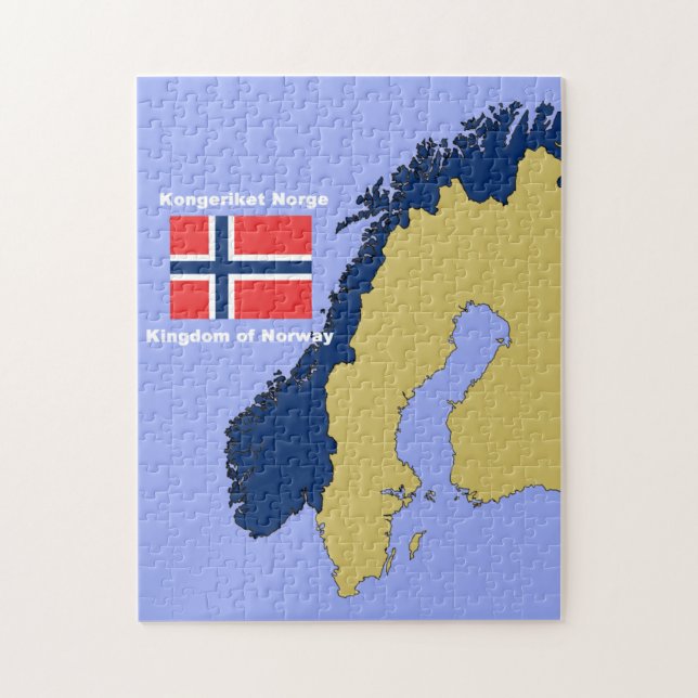 Puzzle Bandera y mapa de Noruega (Vertical)