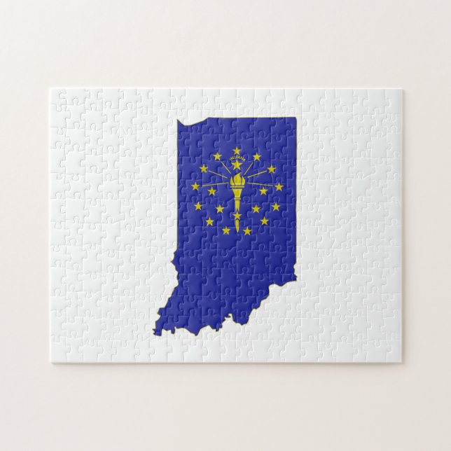Puzzle Bandera y mapa del estado de Indiana (Horizontal)