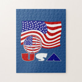 Puzzle Bandera y pelota de fútbol de Estados Unidos
