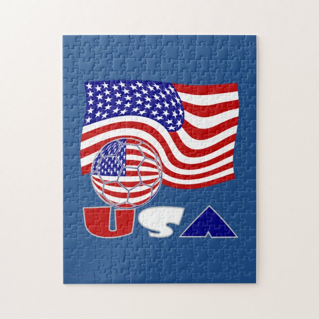 Puzzle Bandera y pelota de fútbol de Estados Unidos (Vertical)