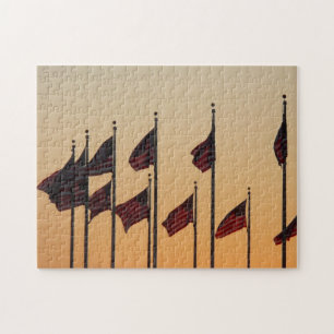 Puzzle Banderas al Atardecer Patriótico Americano USA