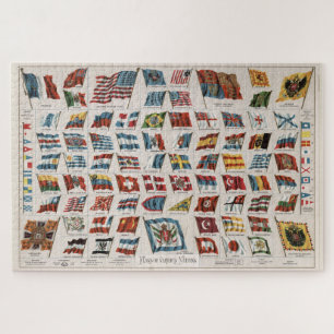 Puzzle Banderas antiguas del Ilustracion mundial (1892)