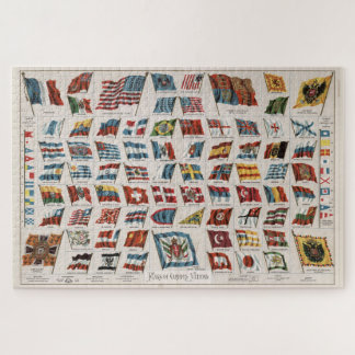 Puzzle Banderas antiguas del Ilustracion mundial (1892)