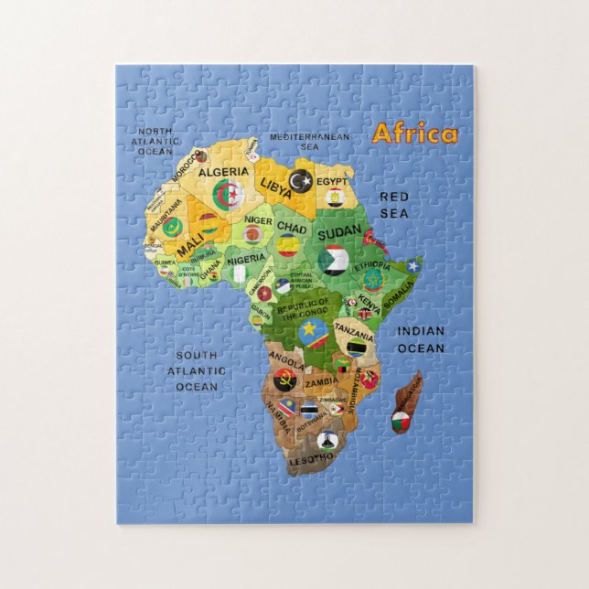 Puzzle Banderas de mapas de África (Vertical)