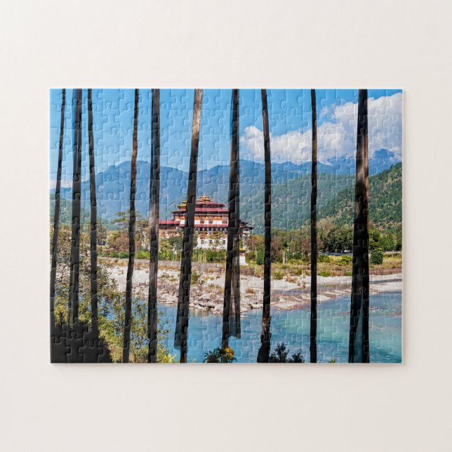 Puzzle Banderas de oración y Punakha Dzong - Bután (Horizontal)
