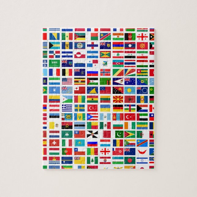 Puzzle banderas del mundo contra el blanco (Vertical)