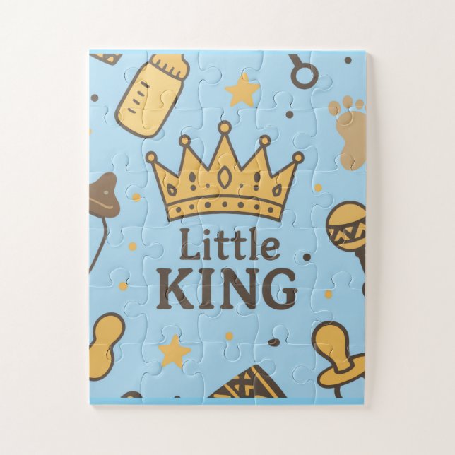 Puzzle "Banner de Baby Shower Little King - Blue & Gold C (Vertical)