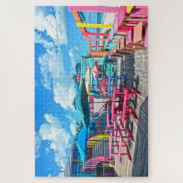 Puzzle Bar y asador tropical colorido en Bahamas