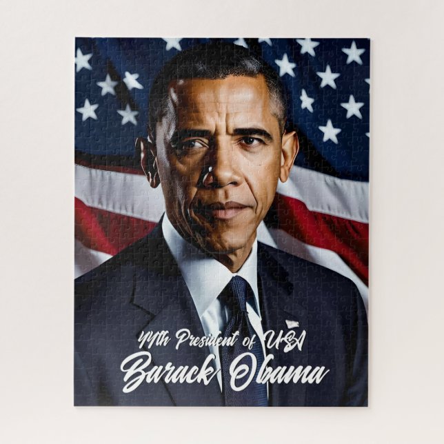 Puzzle Barack Obama 44º presidente y bandera de los Estad (Vertical)
