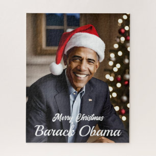 Puzzle Barack Obama en Santa Hat Navidades