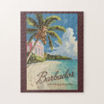 Puzzle Barbados Painterly Travel Art Vintage<br><div class="desc">Diseño de arte vectorial de Barbados. Barbados,  un paraíso tropical en el Caribe,  es famoso por sus playas vírgenes,  su vibrante cultura y su ron de clase mundial.</div>