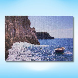 Puzzle Barca de remos en la costa de Amalfi, Italia