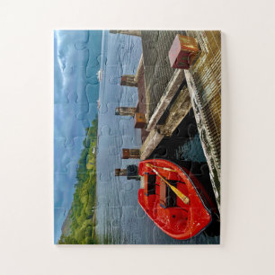 Puzzle Barca Roja en el Silencioso Muelle de Glasgow