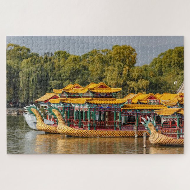 Puzzle Barcas Dragón Turísticas | Lago Kunming (Horizontal)