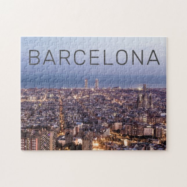 Puzzle Barcelona Cataluña Sunset Skyline España Cityscape (Horizontal)