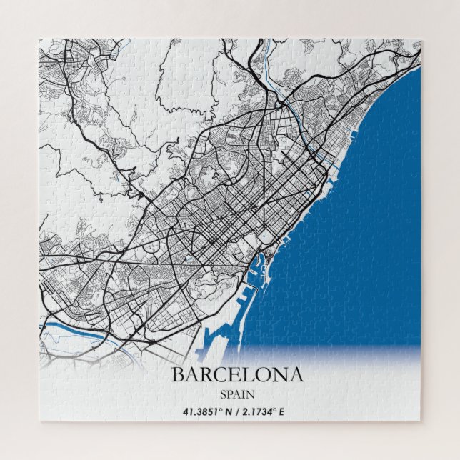 Puzzle Barcelona España Mapa Viaje Simple Mínimo (Vertical)