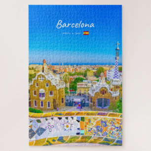 Puzzle Barcelona, España - Parque Güell Mosaico Gaudí