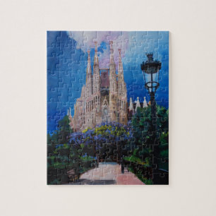 Puzzle Barcelona Sagrada Familia con el parque y la