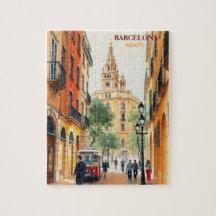 barcelona spain Travel Art Vintage