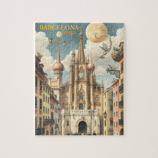Puzzle barcelona spain Travel Art Vintage (Vertical)