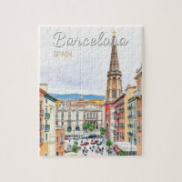 barcelona spain Travel Art Vintage
