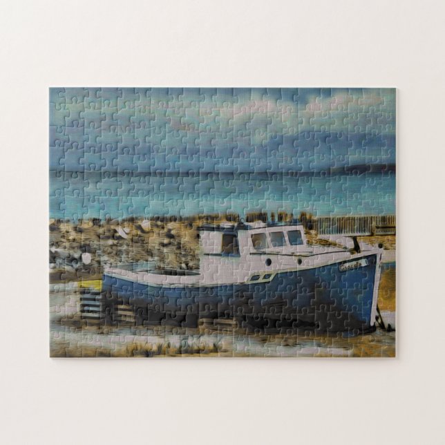Puzzle Barco Abandonado Del Antiguo Azul En Terranova (Horizontal)