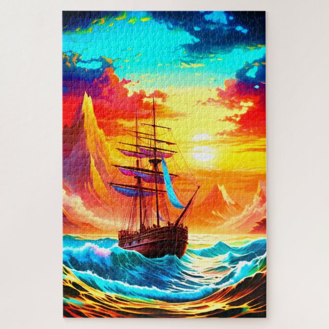 Puzzle Barco al atardecer (Vertical)