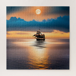 Puzzle Barco Clipper en el Océano a la Luz de la Luna