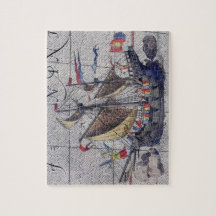 Barco de altura y mapa del Océano Pacífico