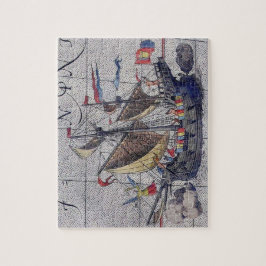 Puzzle Barco de altura y mapa del Océano Pacífico