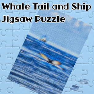 Puzzle Barco de ballena en el horizonte del océano azul