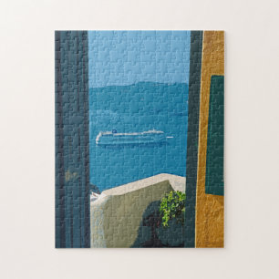 Puzzle barco de crucero en Santorini, Grecia