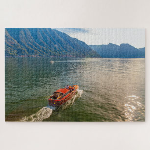 Puzzle Barco de lujo vintage en el lago Como, Italia