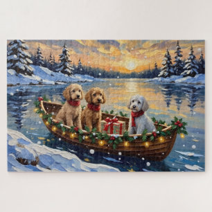 Puzzle Barco de Navidad de Caniche Fiesta