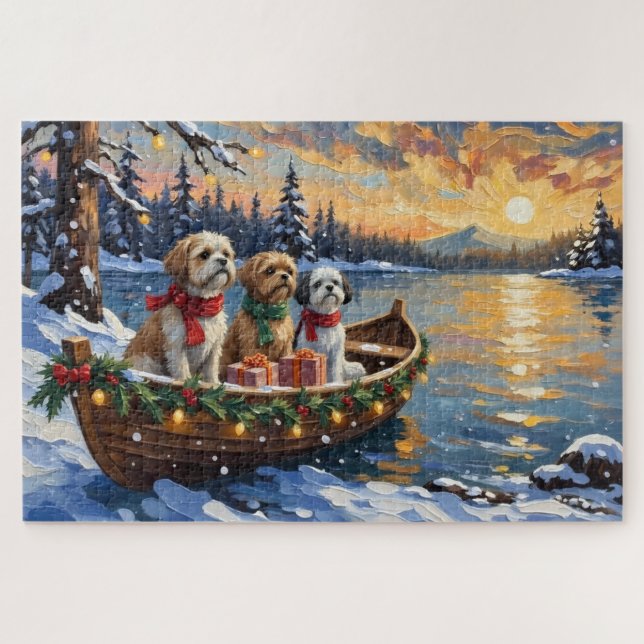 Puzzle Barco de Navidad de Shih Tzu Fiesta (Horizontal)