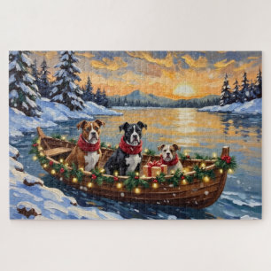 Puzzle Barco de Navidad del American Staffordshire Terrie