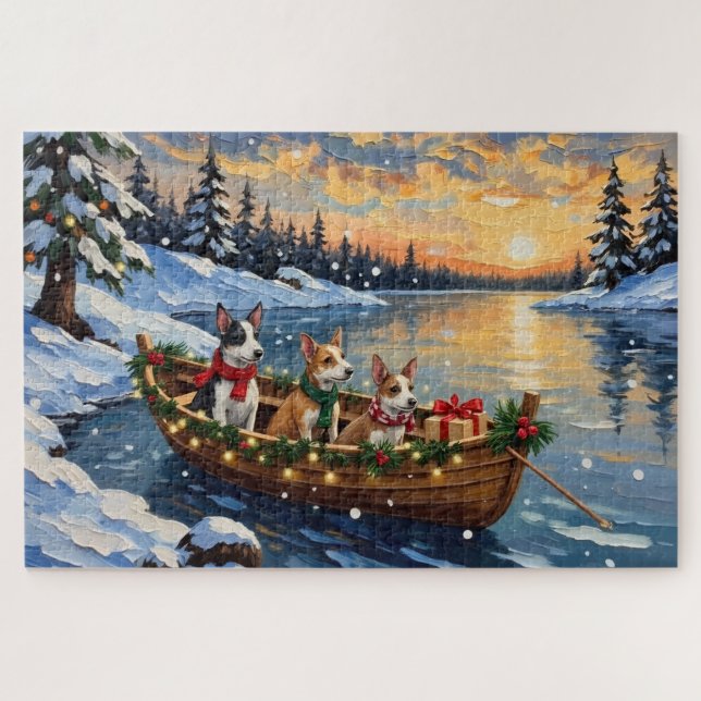 Puzzle Barco de Navidad del Terrier de Rata Fiesta (Horizontal)