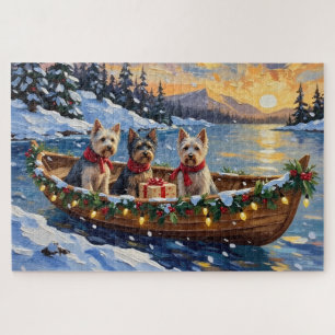 Puzzle Barco de Navidad del Terrier Skye en vacaciones